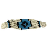 Close up of the Wool Navajo design in blue 