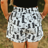 Back side view of shorts on model. 