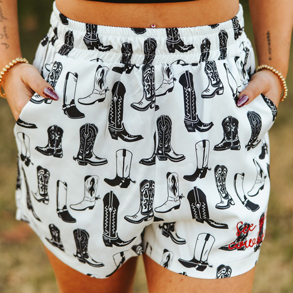 Front side view of shorts on model. 