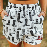 Front side view of shorts on model. 