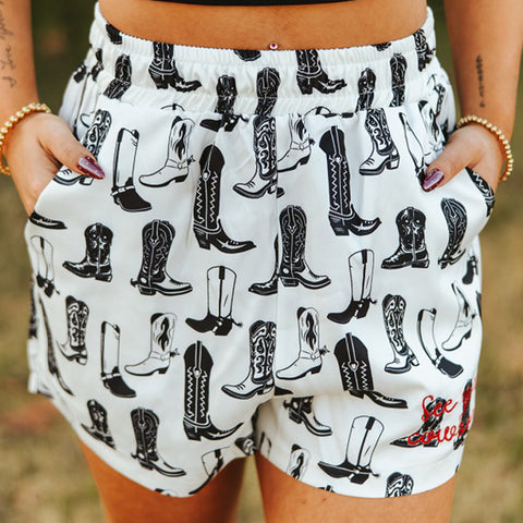 Front side view of shorts on model. 