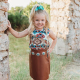 Little Girl in an Aztec Sueded Fringe Shirt