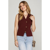 WINE GOLD BUTTON KNIT SWEATER VEST