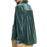 Women's Velvet Textured Button-Down Long Sleeve Shirt