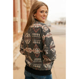 Back view of Model wearing the Sagebrush Spirit Bomber Jacket
