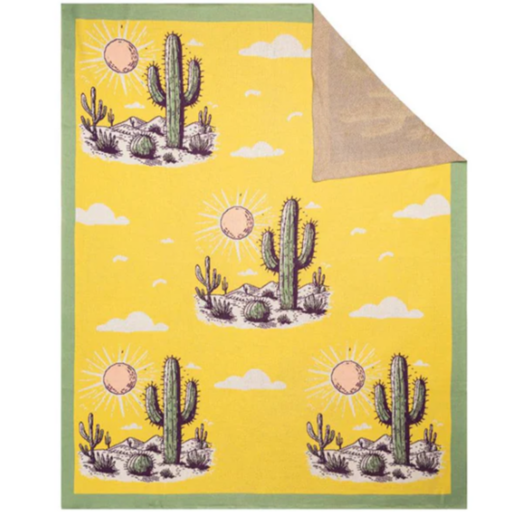 Yellow/Green Cactus Throw Blanket