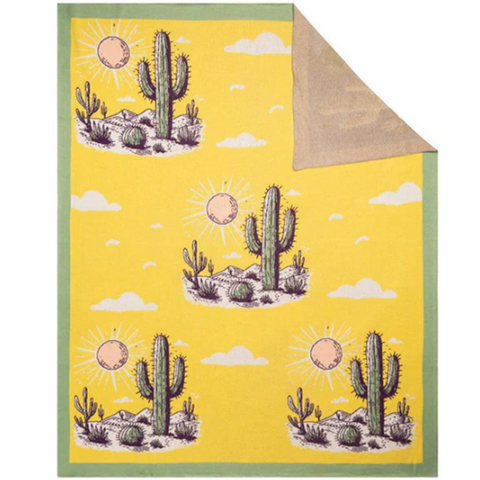 Yellow/Green Cactus Throw Blanket