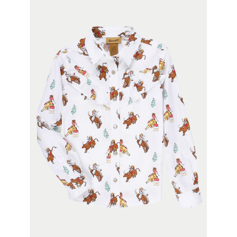 Wrangler Girls Rodeo Print Long Sleeve