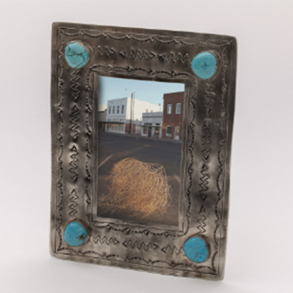 J. Alexander 4x6 Silver Stamped/Turquoise Frame