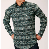 Roper Men's Slate Aztec Print Long Sleeve Shirt
