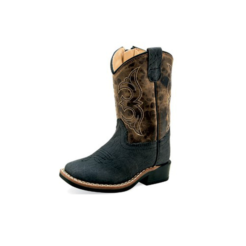 Old West Toddler Black/Brown Square Toe