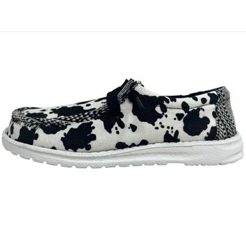 Gypsy Jazz Black and White Meadows Cow Print Casual Shoe