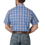 Wrangler Blue Plaid Winkle Resistant Short Sleeve Shirt