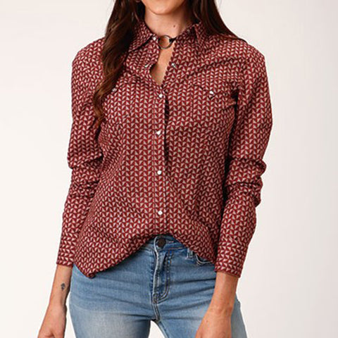 Roper Red Geo Print Shirt