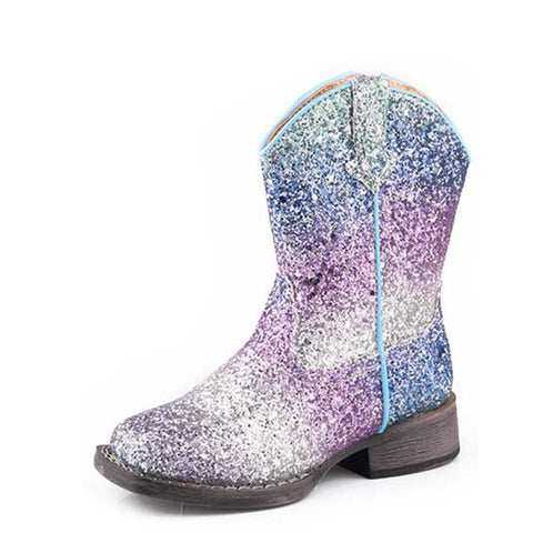 Roper  Girls Purple/Silver Glitter Square Toe Boots