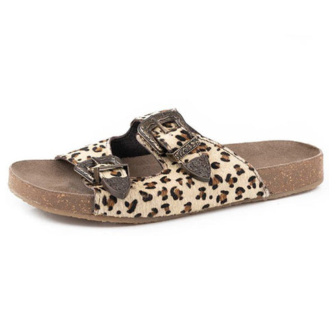 Roper Women's Leopard Hide Double Buckle Sandals