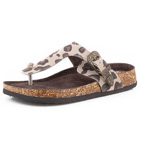 Roper Women's Cream/Brown Leopard Sandals