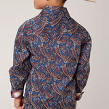 Roper Boys Red/Blue Paisley Long Sleeve Shirt