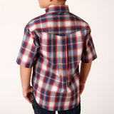 Roper Boys Red/White/Blue Plaid Short Sleeve Shirt