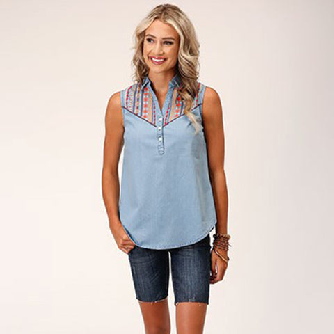 Karman Denim Embroidery Tank
