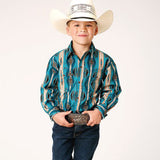 Roper Boy's Aztec Vertical Stripe Shirt