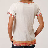 Karman Women's White Embroidery Tee