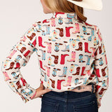 Roper Girl's Boot Print Shirt
