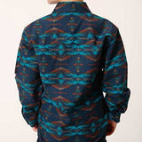 Roper Boy's Navy Aztec Print Shirt