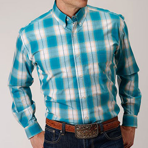 Roper Men's Turquoise Plaid Shirt