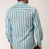 Roper Men's Aqua & Cream Striped Shirt
