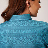 Roper Women's Turquoise Aztec Stripe Shirt
