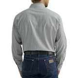 Wrangler Men's Blue & Charcoal Pin Stripe Pearl Snap