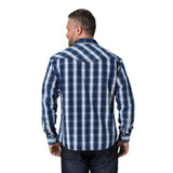 Wrangler Men's Blue/White Striped Long Sleeve Shirt