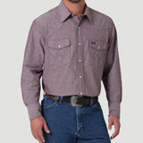 Wrangler Men's Maroon Chambray Long Sleeve