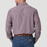 Wrangler Men's Maroon Chambray Long Sleeve