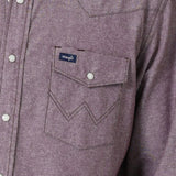 Wrangler Men's Maroon Chambray Long Sleeve