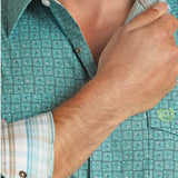 Panhandle Slim Men's Turquoise Geo Print Shirt