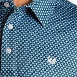 Rock & Roll Cowboy Blue Geometric Print Polo