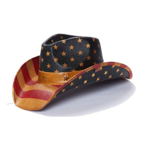 Vintage American Flag Print Toyo Straw Hat