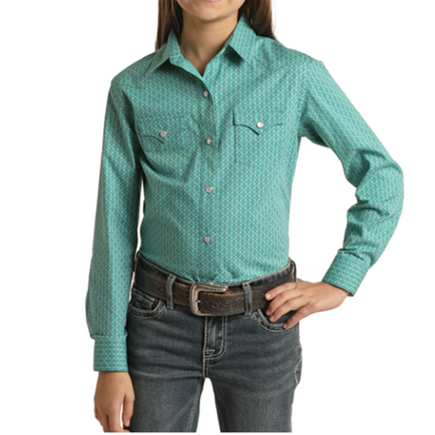 Panhandle Slim Turquoise Print L/S