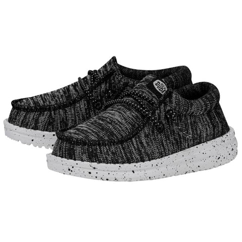 Hey Dude Wally Toddler Sport Knit Black/White Shoes