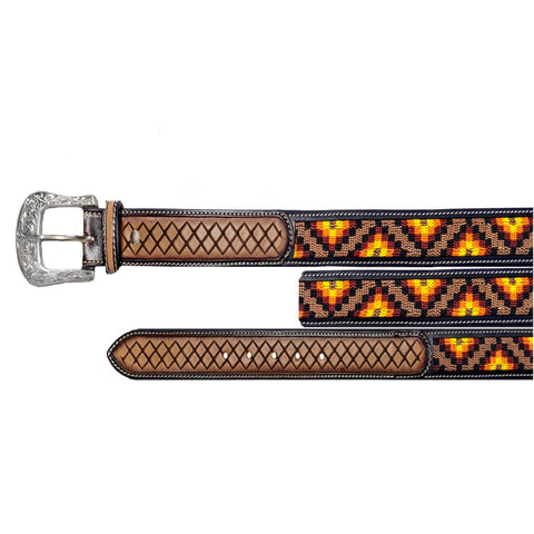 Western Fashion Men's Beaded Zigzag Belt