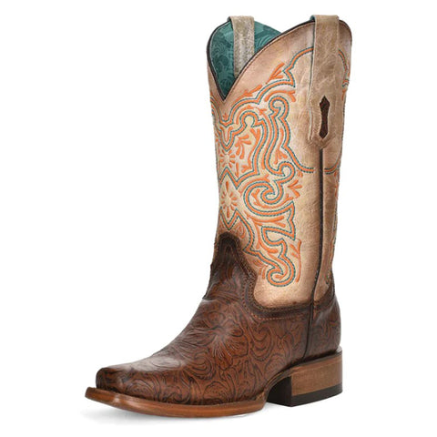 Corral Women's Brown Floral Tooled Boot