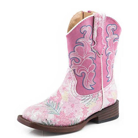 Roper Toddler Pink Floral Glitter Boots