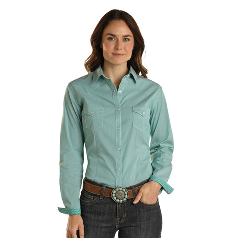 Panhandle Women's Turquoise Stripe Snap Shirt