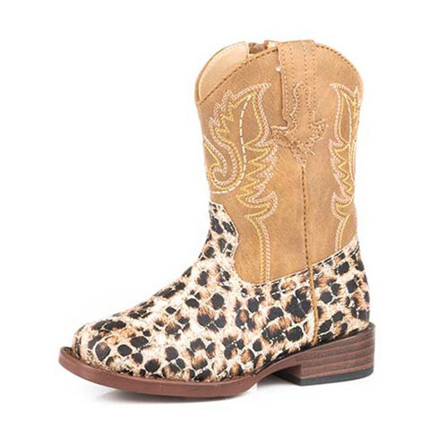 Roper Toddler Leopard/Gold Glitter Boots