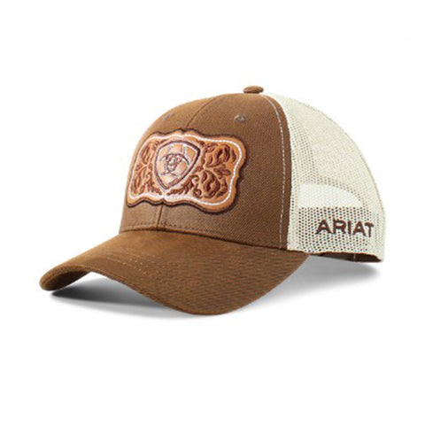 Ariat Brown Faux Leather Flower Logo Cap