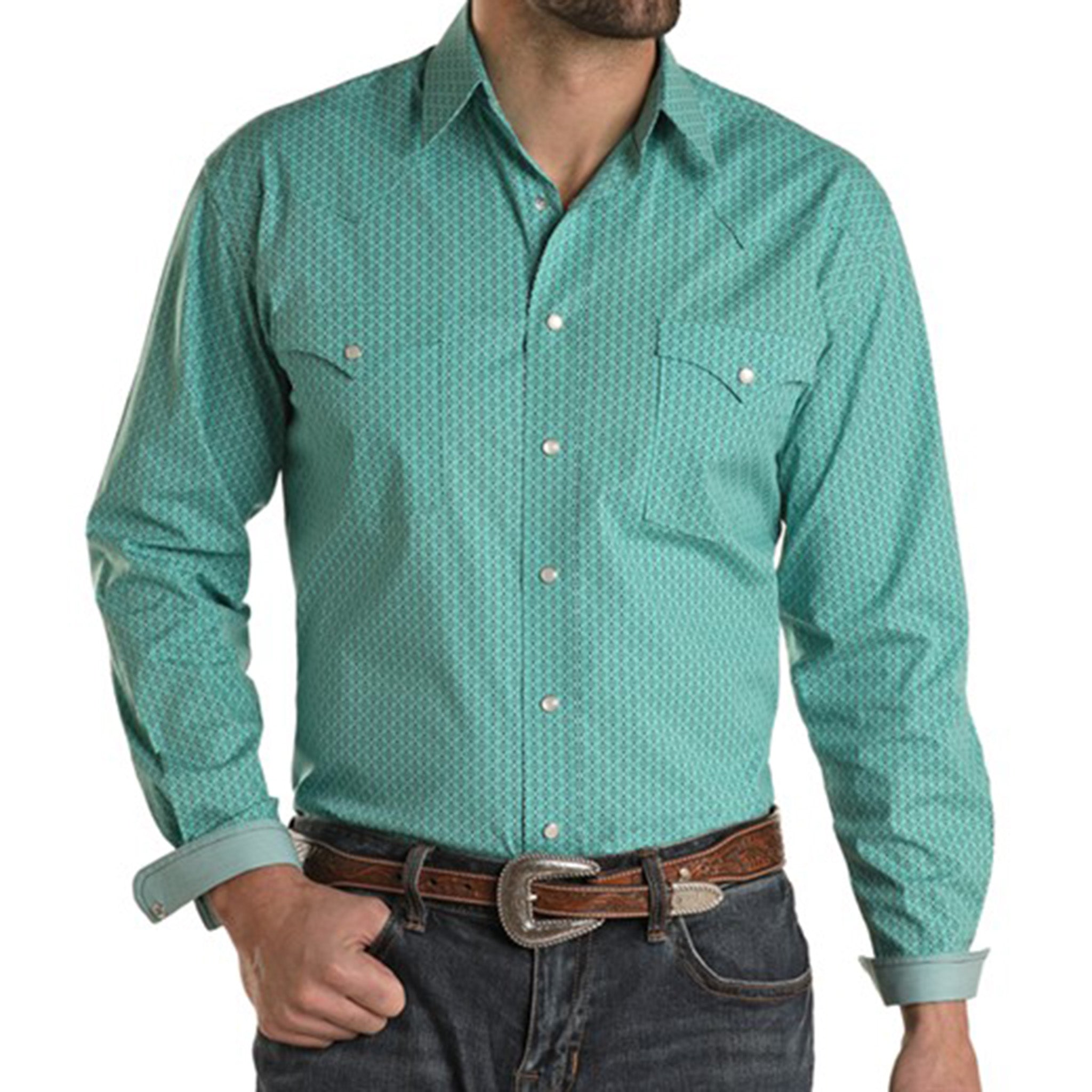 Panhandle Slim Men's Turquoise Print Shirt – Western Edge, Ltd.