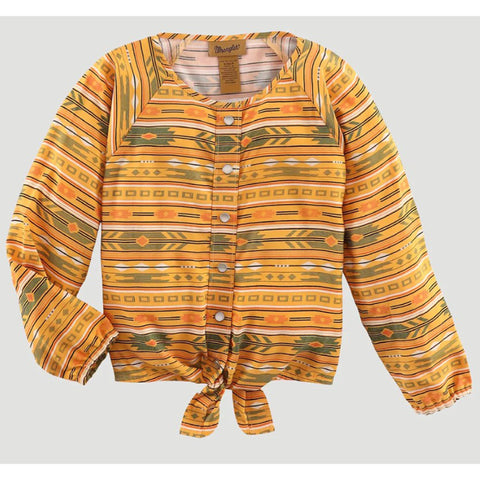 Wrangler Girl's Aztec Tie Front Shirt