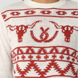 Wrangler Women's White/Red Skull Sweater
